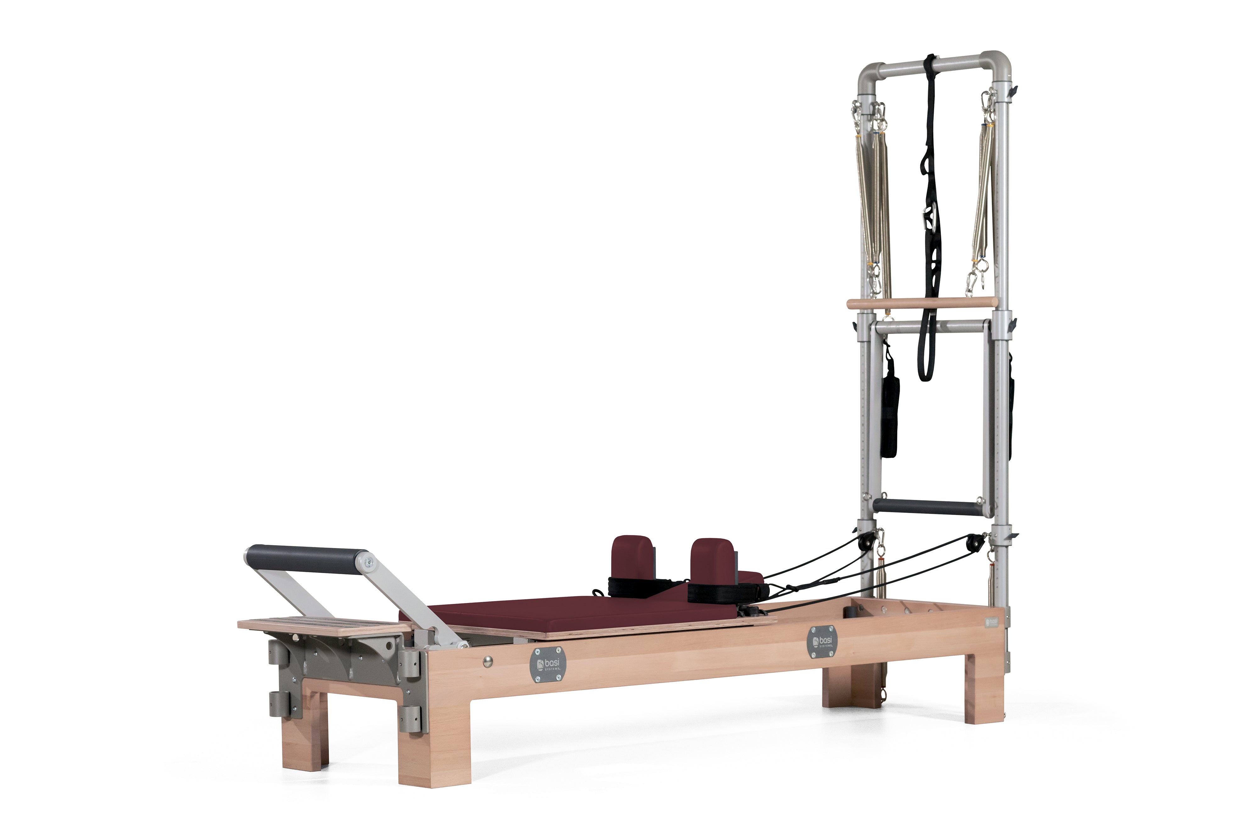 Compact Pilates Reformer with Tower - Burgundy Color